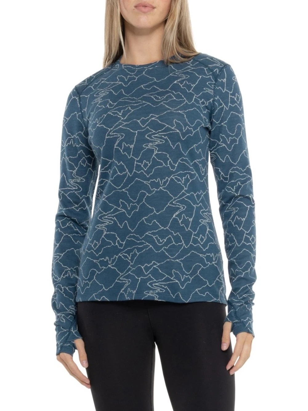 Terramar Woolskins Merino Base Layer Top in Wave Range Blue S Small Wool $110